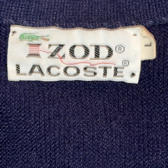 Lacoste Vintage 1970’s Navy Blue Orlon Acrylic Cardigan SZ Large - Picture 7 of 9